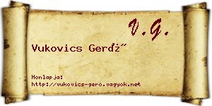 Vukovics Gerő névjegykártya